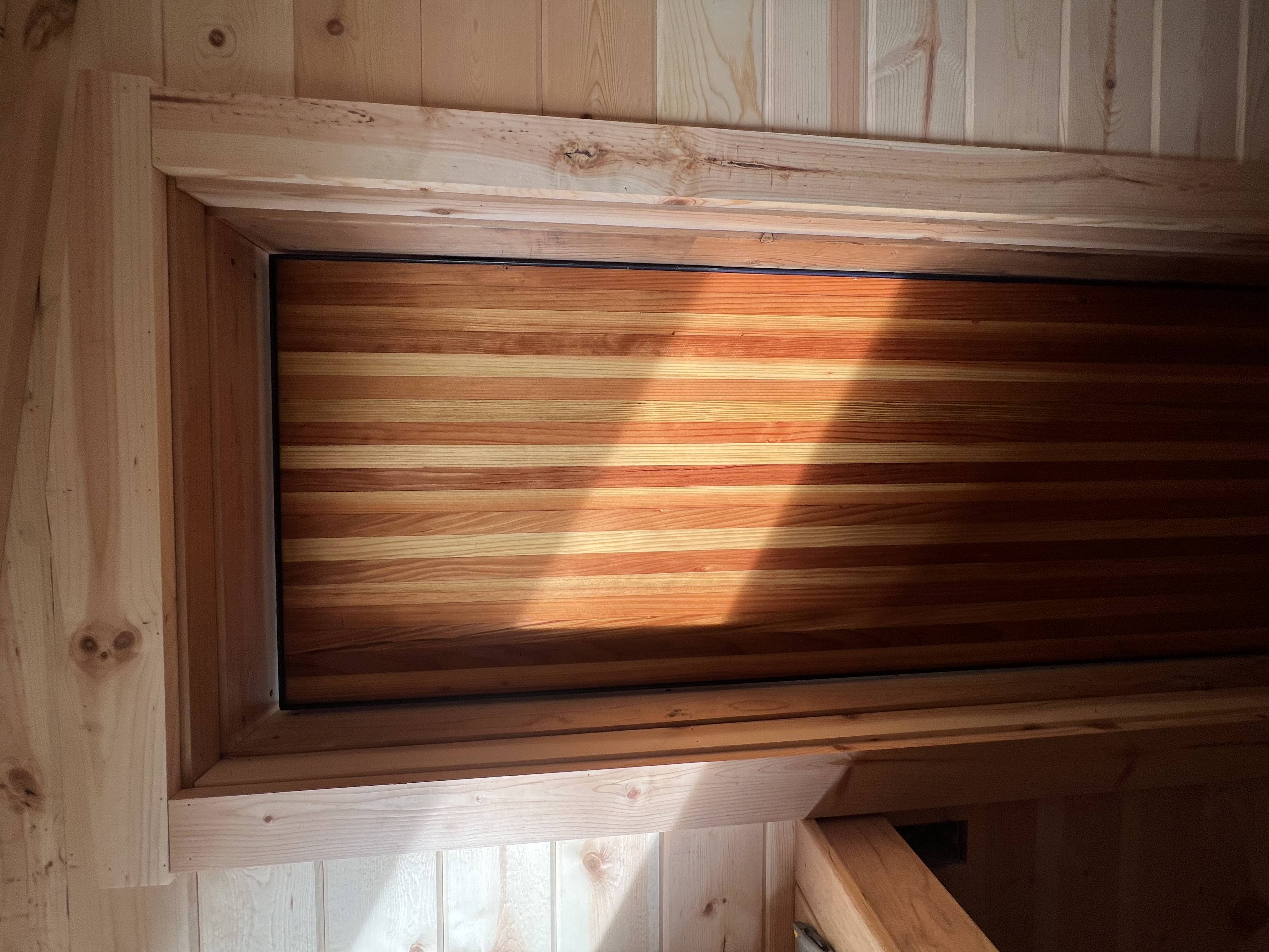 Cedar door detail with premium hardware