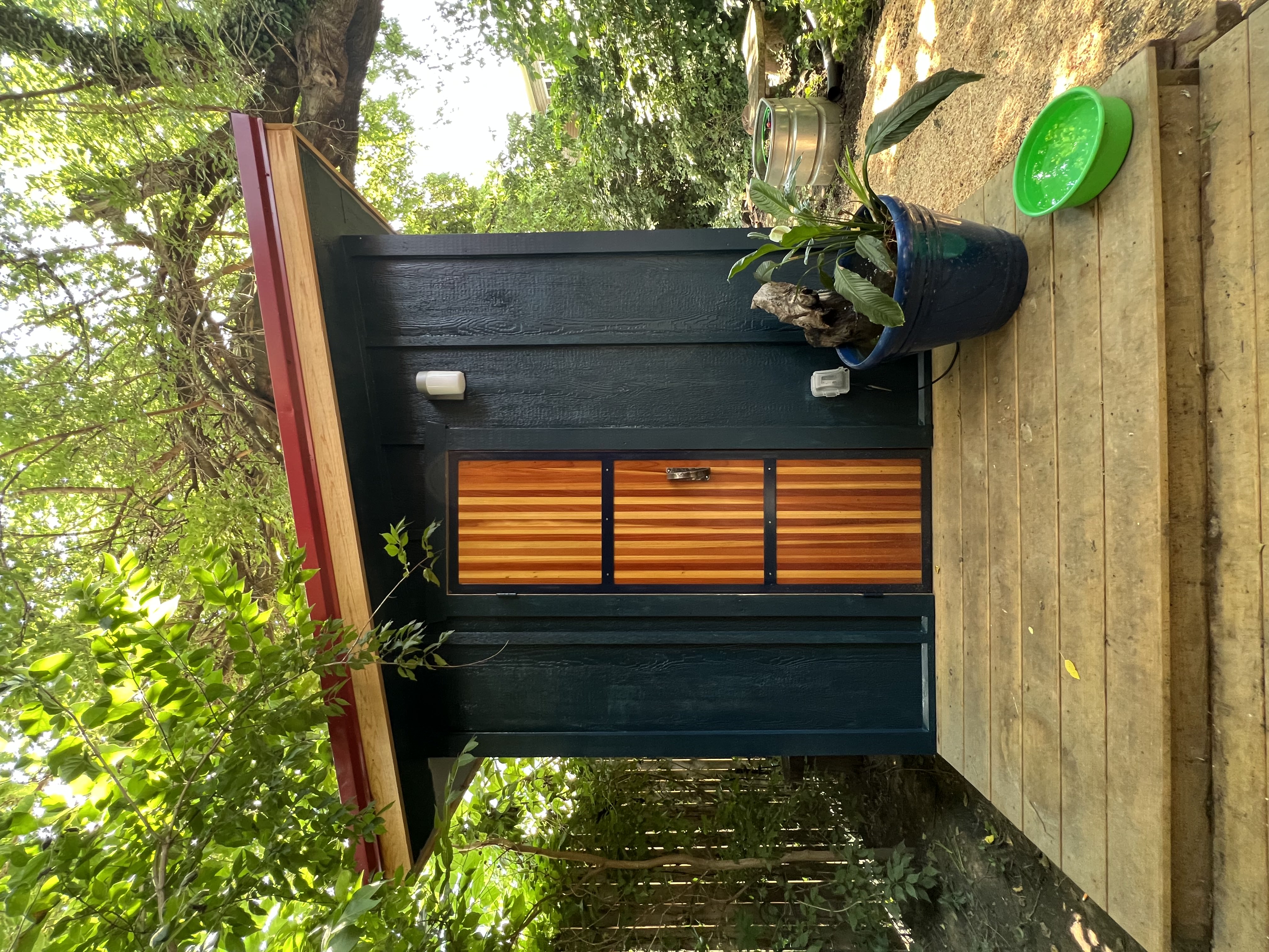 Custom sauna nestled in natural landscape